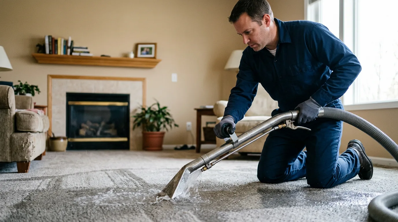 Water damage restoration technician working near Klondike, TX